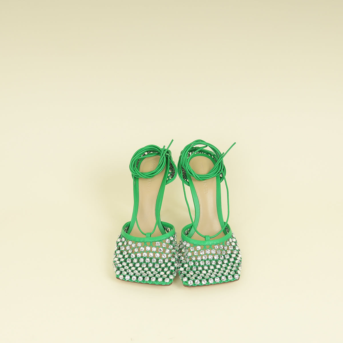 Bottega Veneta Parakeet Sparkle Stretch Lace-Up Sandal 38