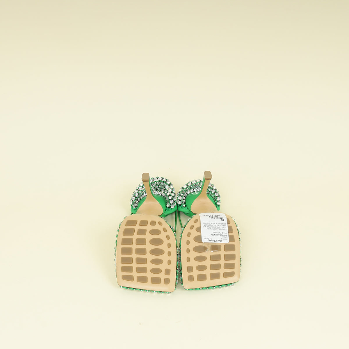 Bottega Veneta Parakeet Sparkle Stretch Lace-Up Sandal 38
