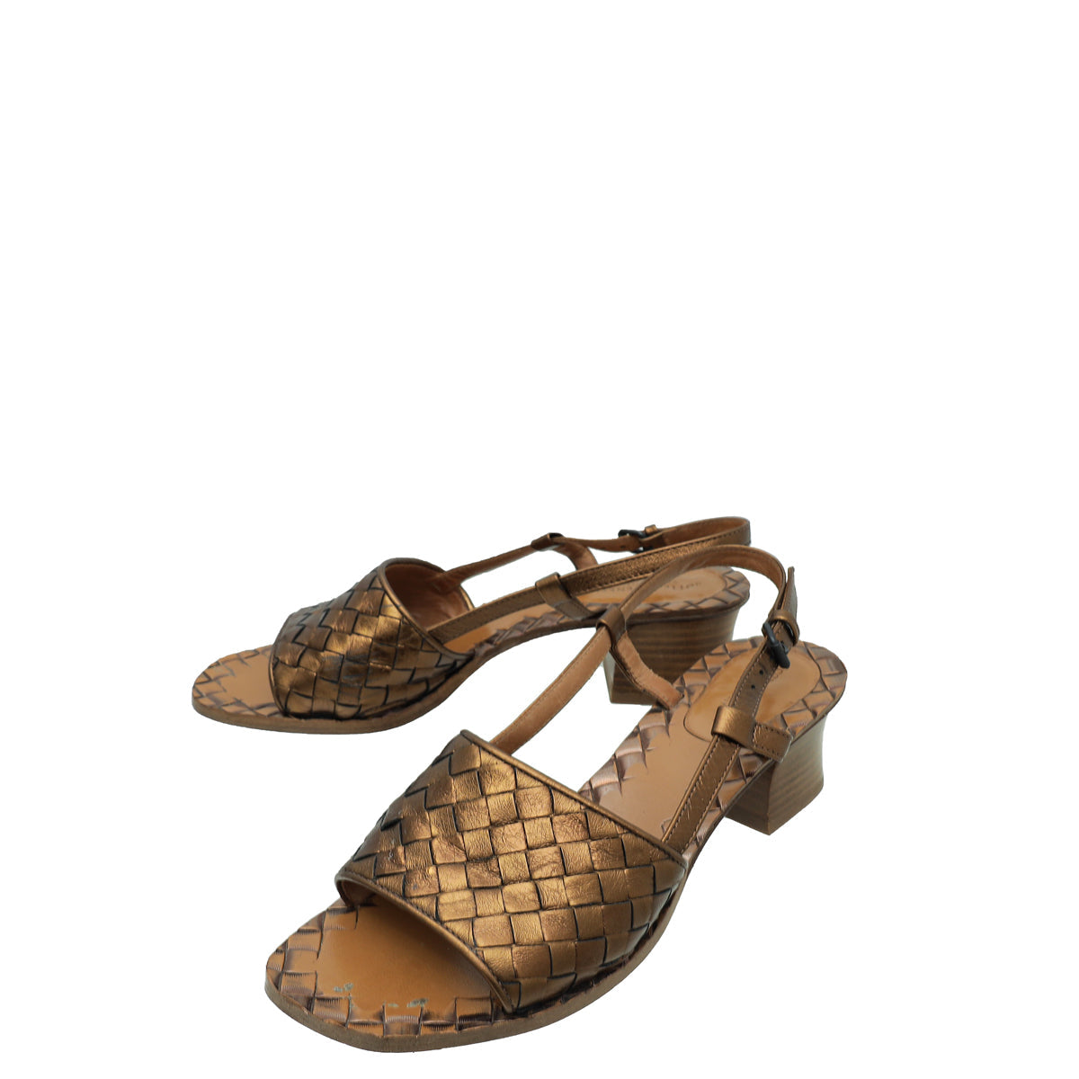 Bottega Veneta Bronze Intrecciato Slingback Sandal 36