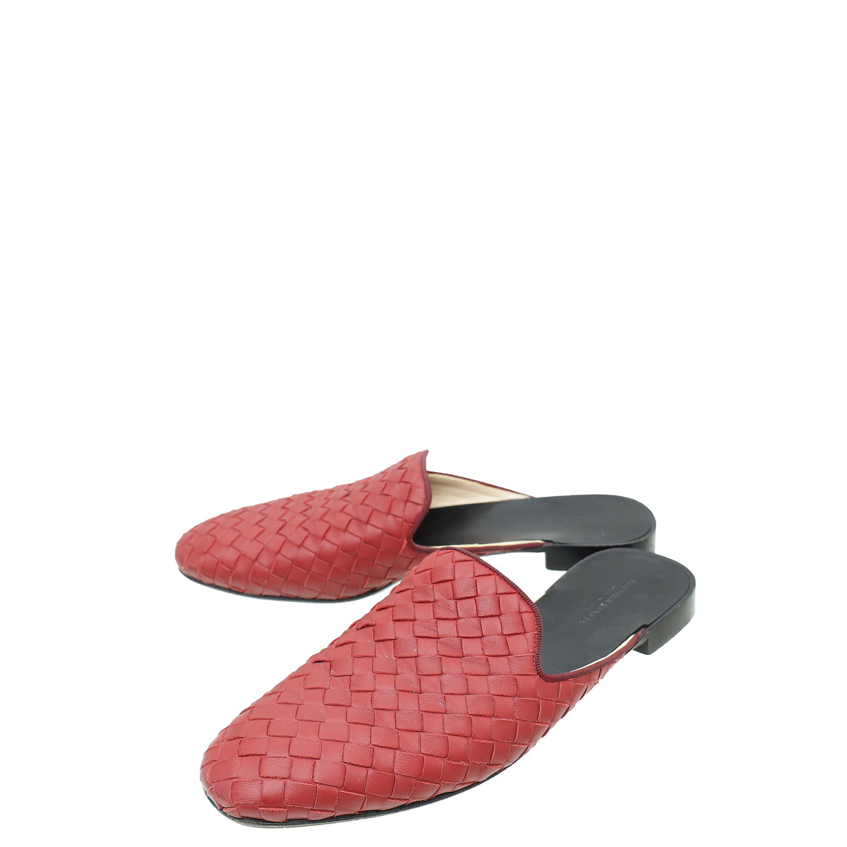 Bottega Veneta Burgundy Intrecciato Nappa Fiandra Flat Mules 37.5