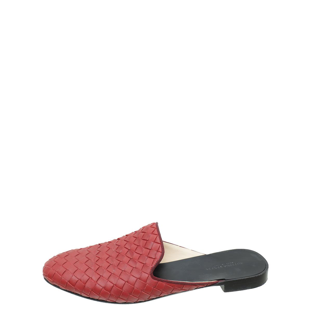 Bottega Veneta Burgundy Intrecciato Nappa Fiandra Flat Mules 37.5