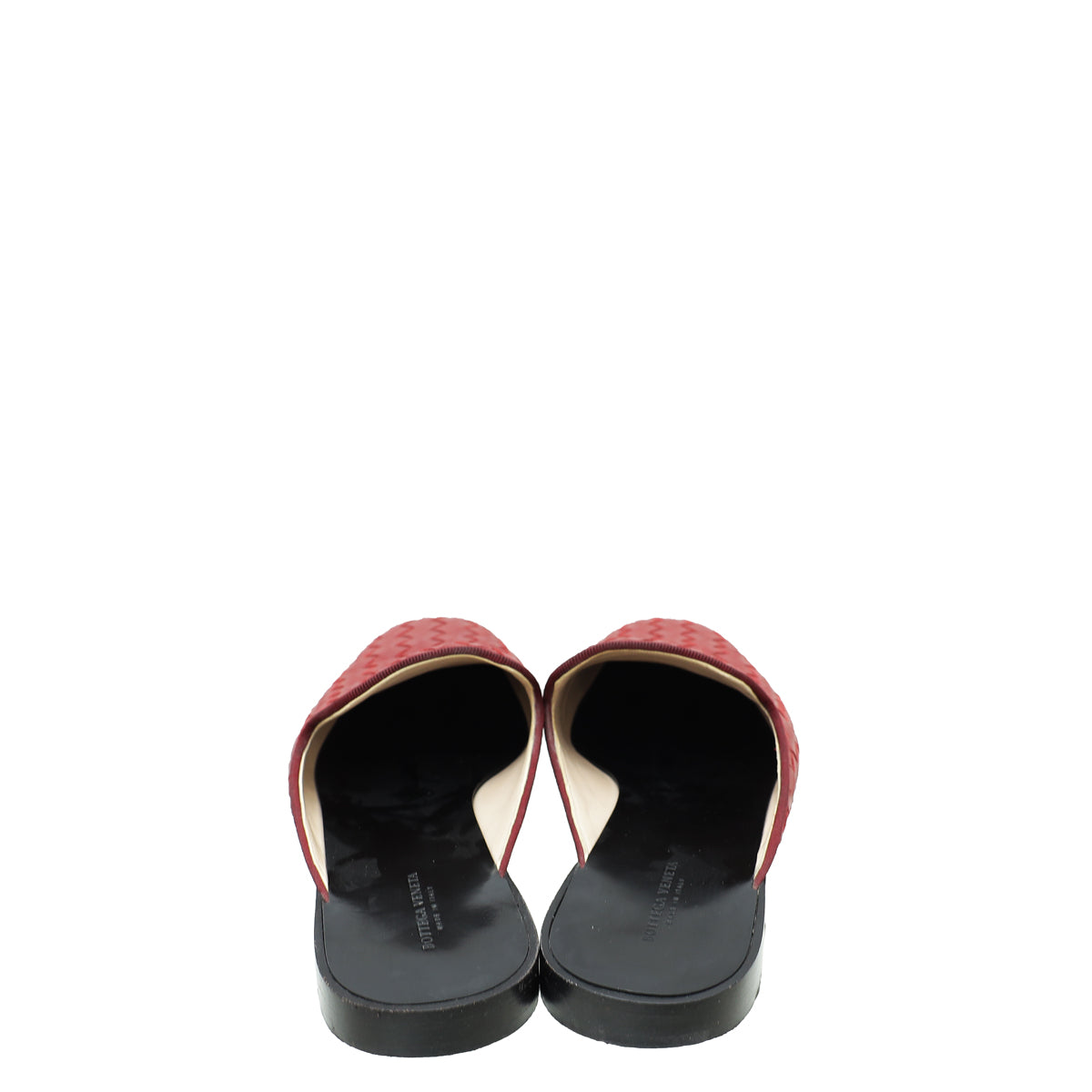 Bottega Veneta Burgundy Intrecciato Nappa Fiandra Flat Mules 37.5
