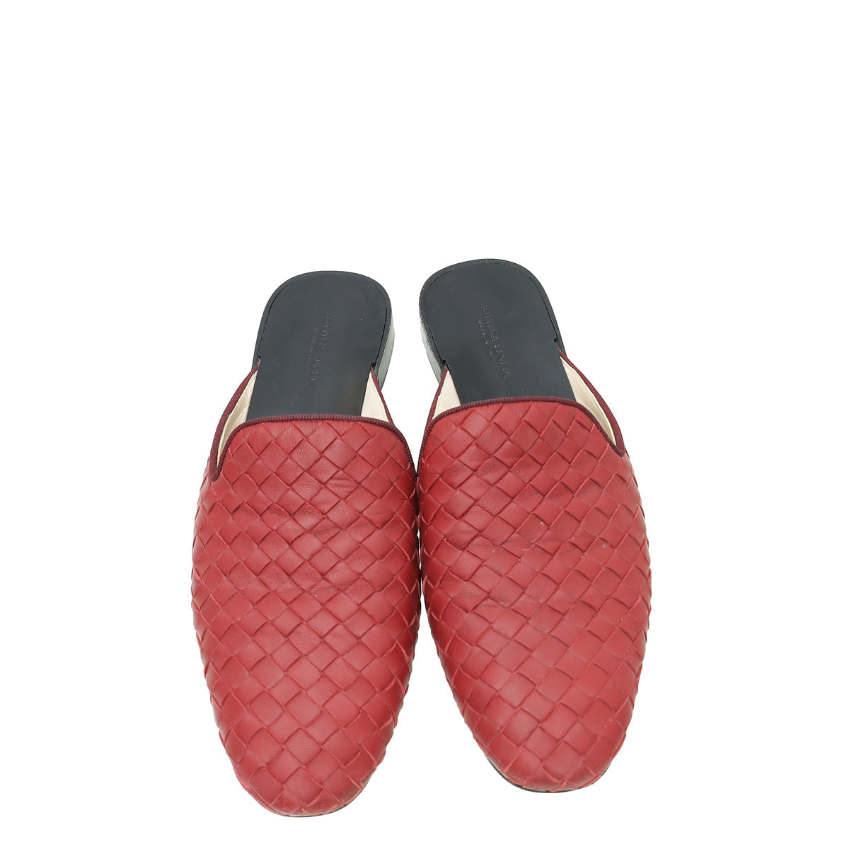 Bottega Veneta Burgundy Intrecciato Nappa Fiandra Flat Mules 37.5