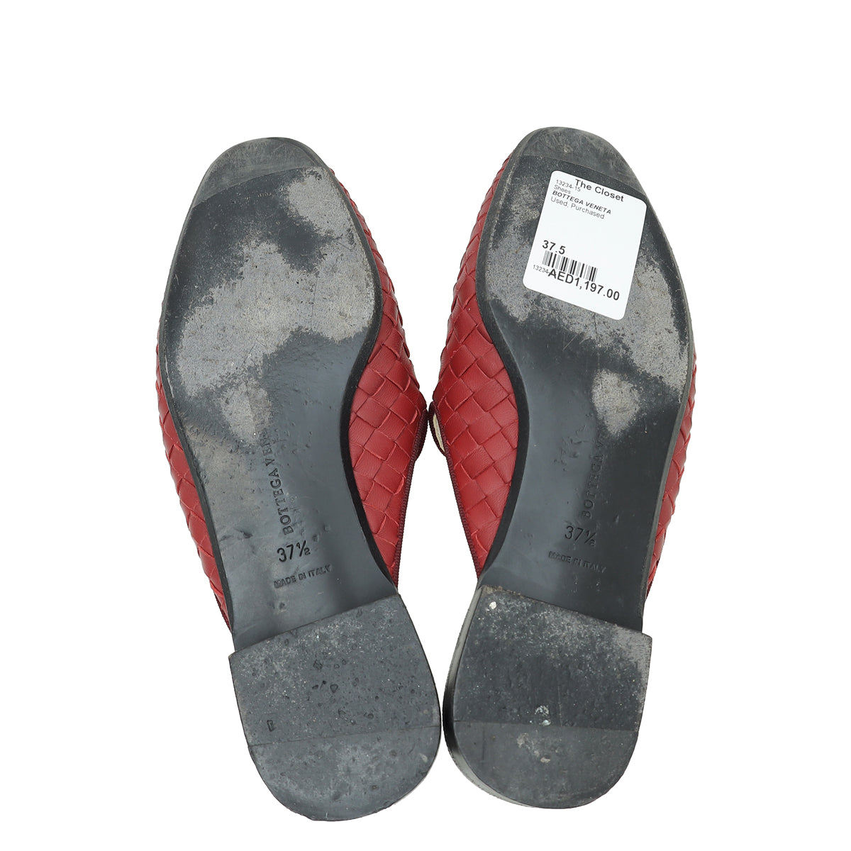 Bottega Veneta Burgundy Intrecciato Nappa Fiandra Flat Mules 37.5