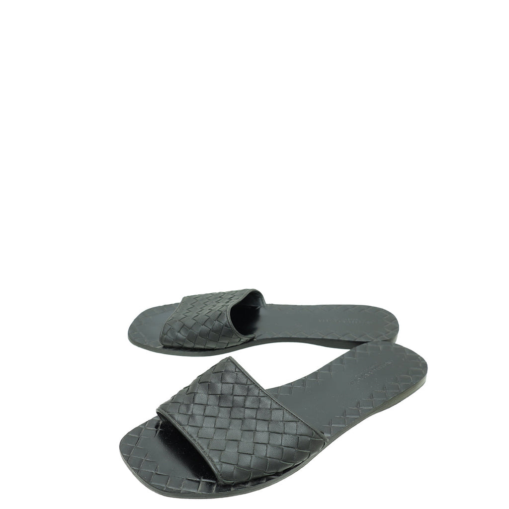 Bottega Veneta Black Intrecciato Nappa Ravello Sandal 37