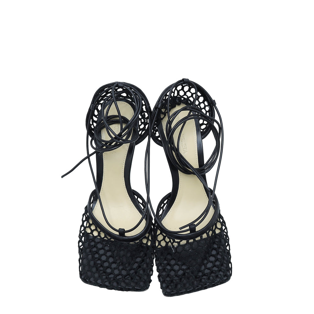 Bottega Veneta Black Stretch Lace-Up Sandal 38