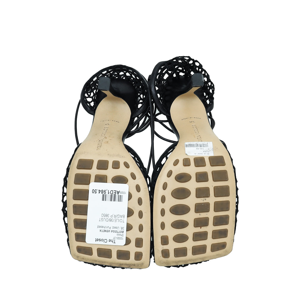 Bottega Veneta Black Stretch Lace-Up Sandal 38