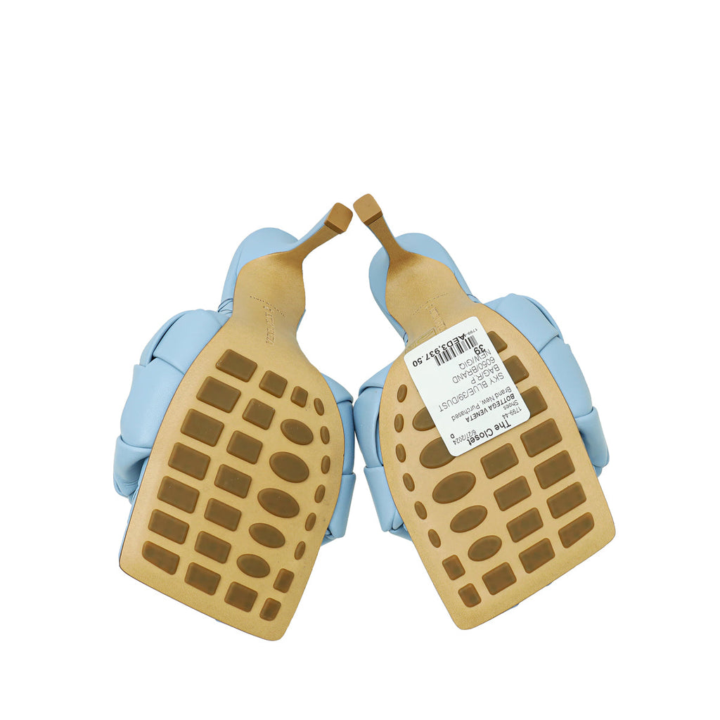 Bottega Veneta Sky Blue Intrecciato Nappa Lido Mule 39