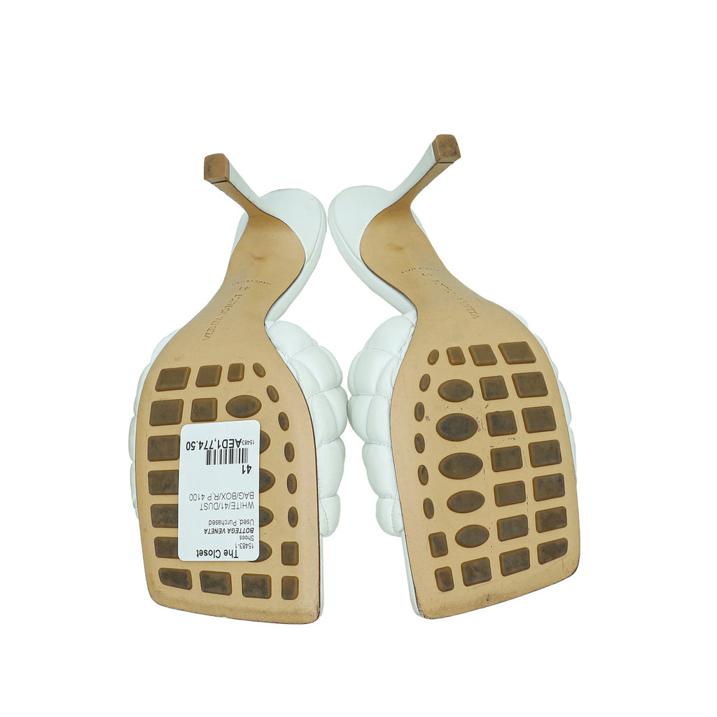 Bottega Veneta White Nappa Padded Mules 41