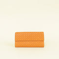 Bottega Veneta Orange Intrecciato Leather Flap Continental Wallet