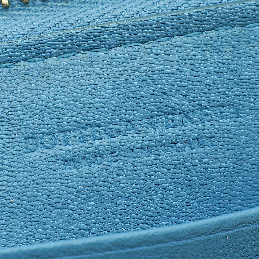 Bottega Veneta Blue Intrecciato Zip Around Wallet