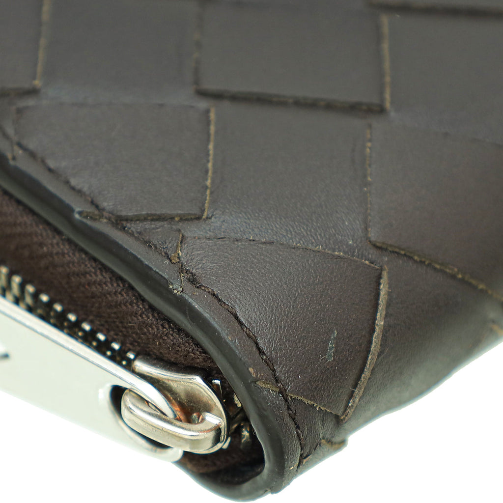 Bottega Veneta Chocolate Intrecciato Nappa Zip Around Wallet