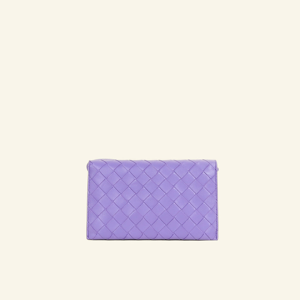 Bottega Veneta Purple Intrecciato Wallet on Strap