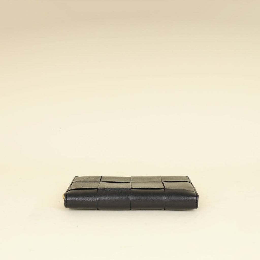 Bottega Veneta Black Cassette Zip Around Wallet