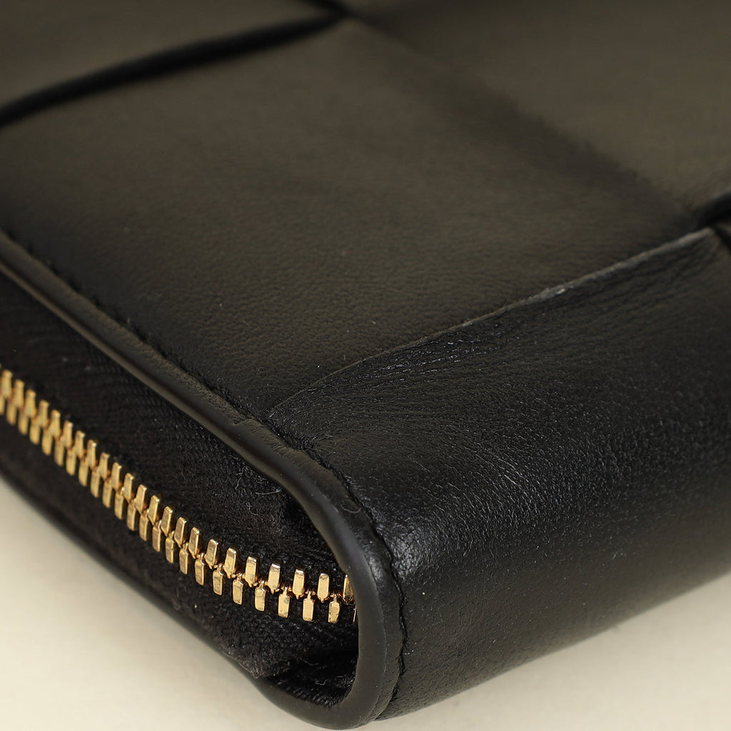 Bottega Veneta Black Cassette Zip Around Wallet