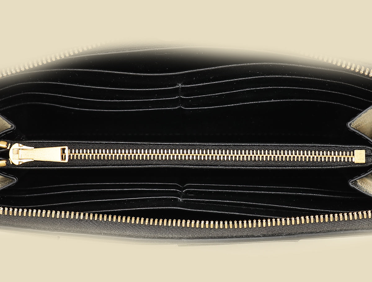 Bottega Veneta Black Cassette Zip Around Wallet