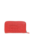 Bottega Veneta Red Intrecciato Zip Around Wallet