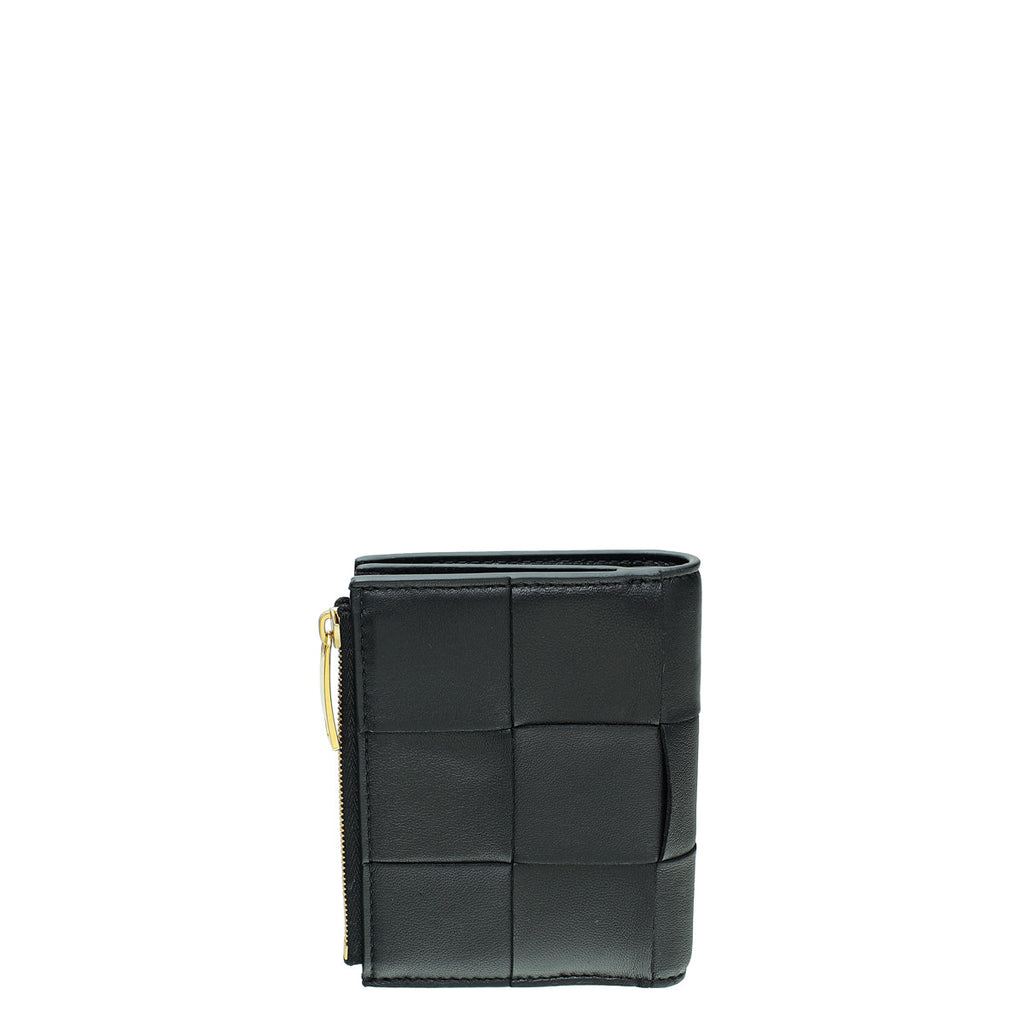 Bottega Veneta Black Cassette Bi-Fold Zip Wallet