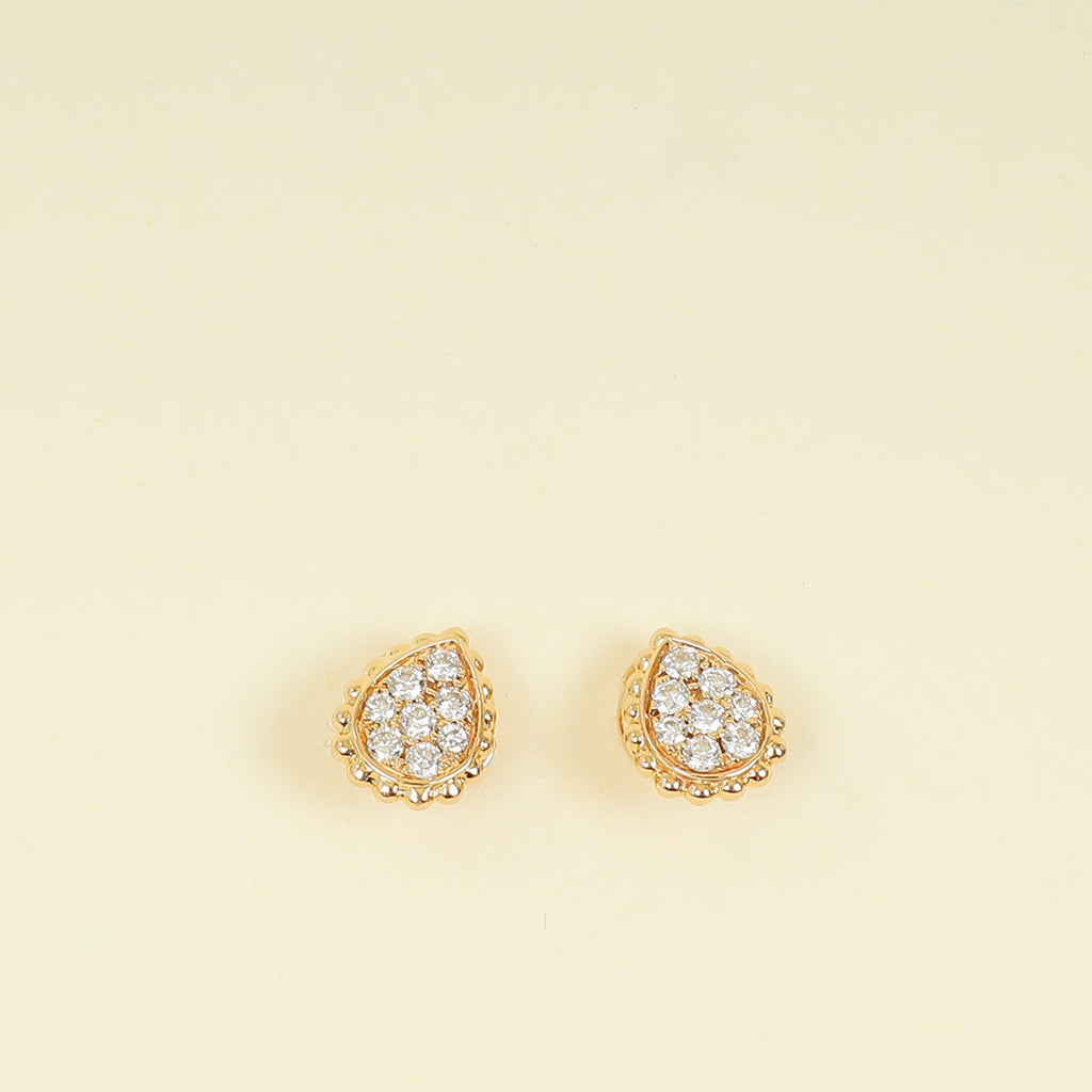 Boucheron 18K Rose Gold Diamond Serpent Bohème XS Motif Stud Earrings
