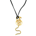 Boucheron 18K Yellow Gold Serpent Snake Pendant Cord Necklace