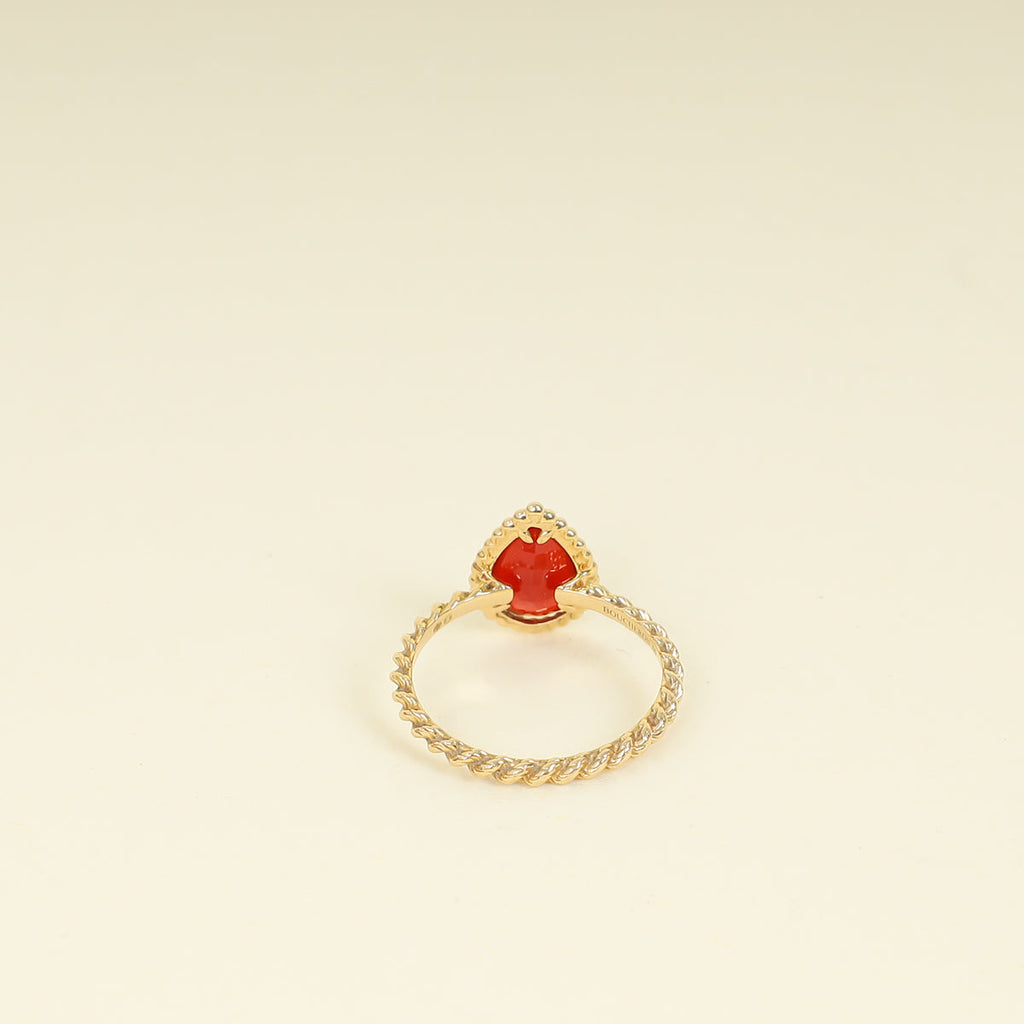 Boucheron 18K Yellow Gold Serpent Bohème Small Motif Carnelian Ring 55