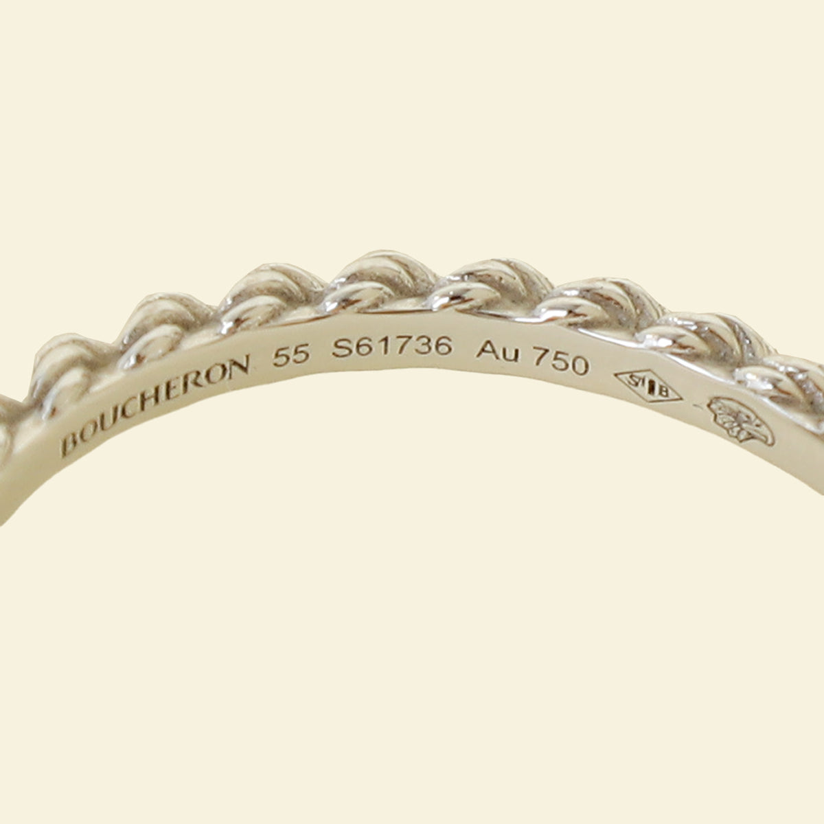 Boucheron 18K White Gold Serpent Boheme Diamond Ring 55
