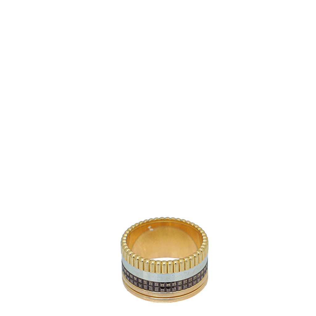 Boucheron 18K Tricolor Gold Quatre Classique Large Model Ring 56