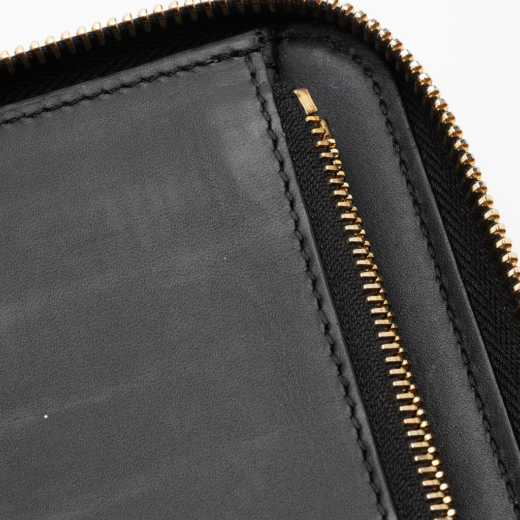 Burberry Calfskin House Check Renfrew Zip Around Wallet (SHF-B5VVSw)