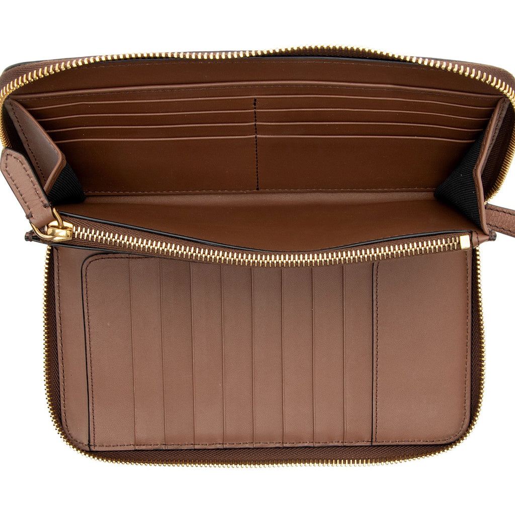 Burberry Calfskin House Check Renfrew Zip Around Wallet