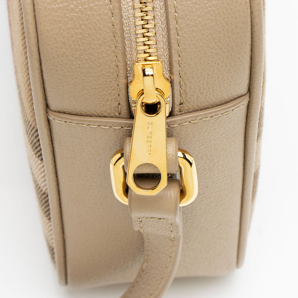 Burberry Calfskin House Check Small Camera Bag