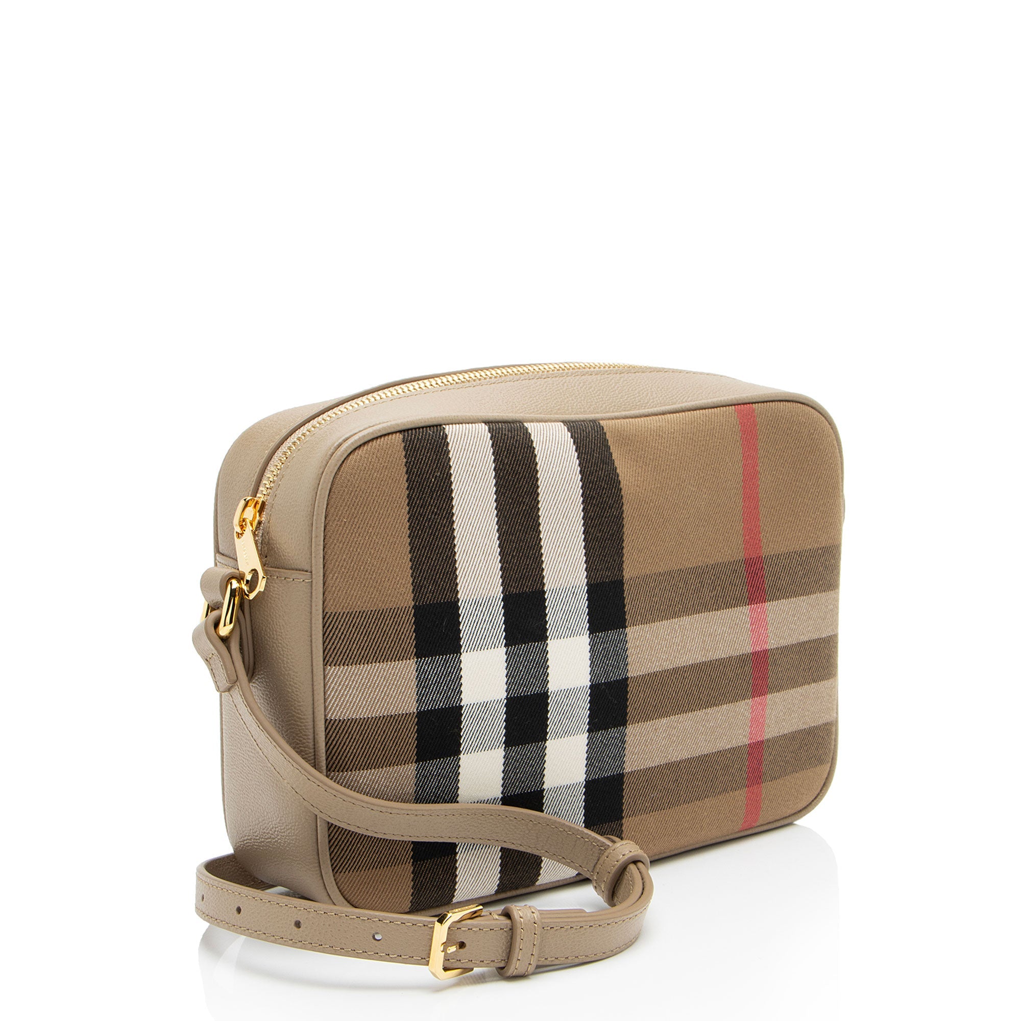 Burberry Calfskin House Check Small Camera Bag