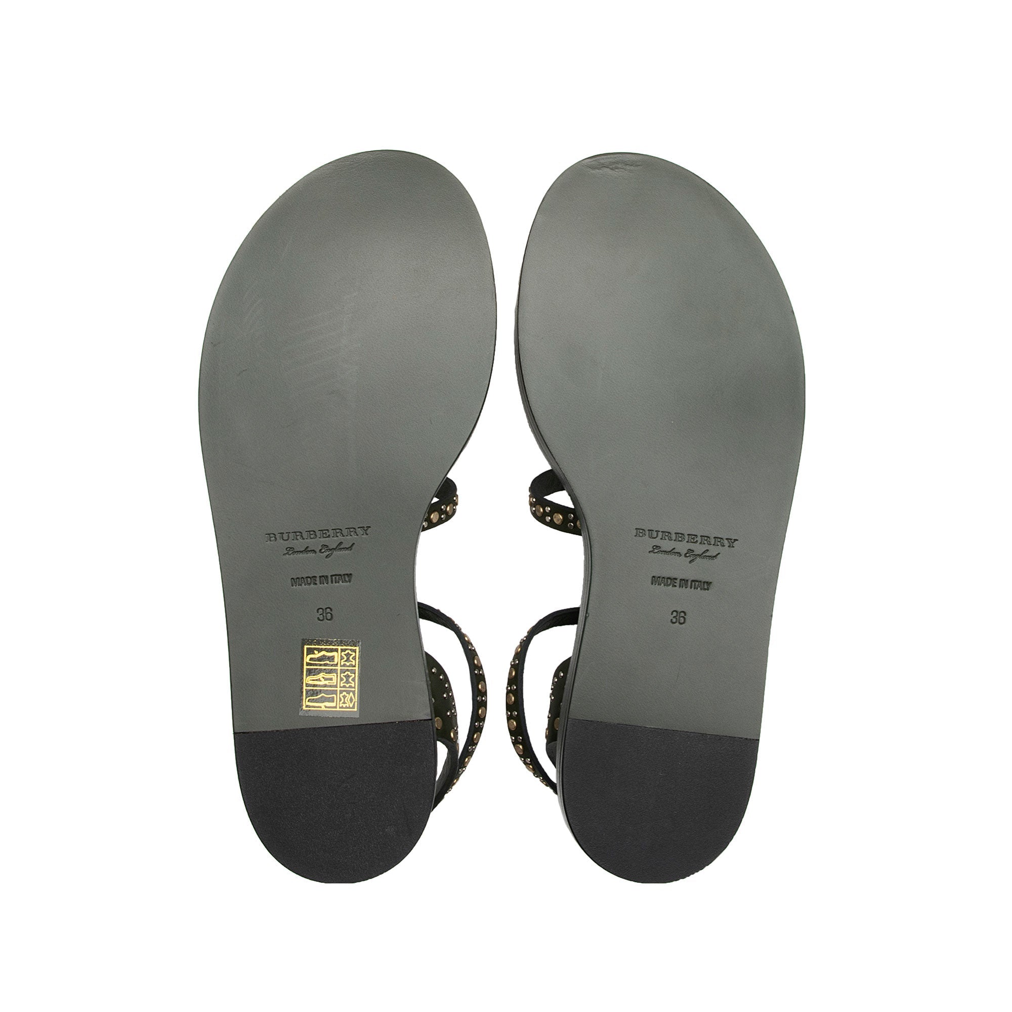 Burberry Calfskin Studded Hansel Sandals - Size 6 / 36 (SHF-HS09xw)