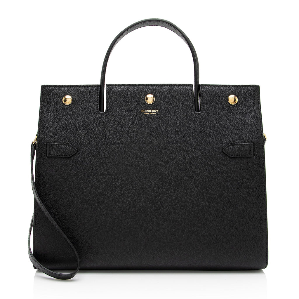 Burberry Calfskin Title Medium Tote (SHF-9V2VK1)