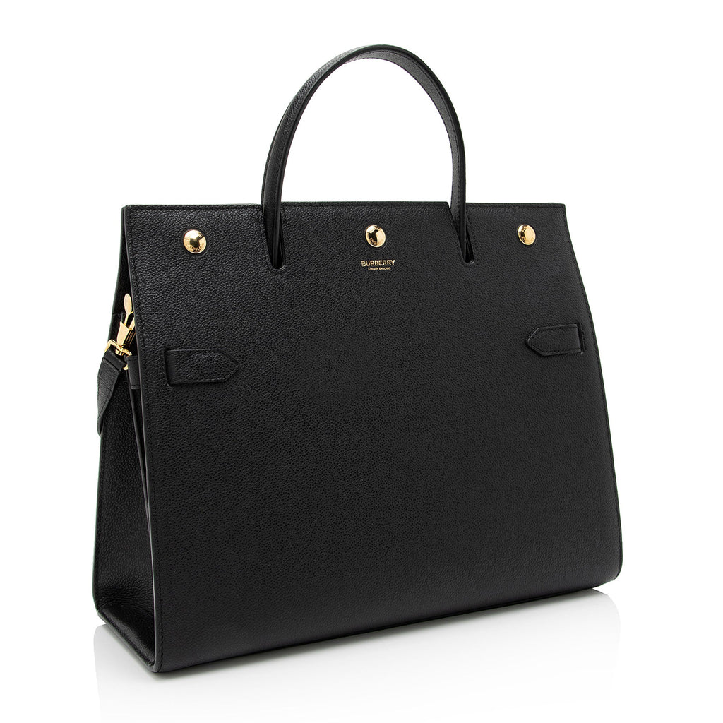 Burberry Calfskin Title Medium Tote (SHF-9V2VK1)