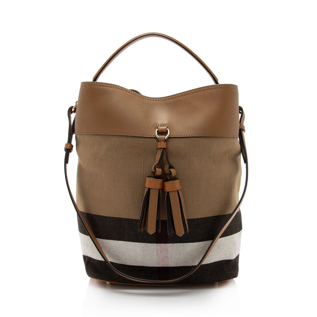 Burberry Canvas Check Tassel Ashby Medium Hobo (SHF-1YmSO2)