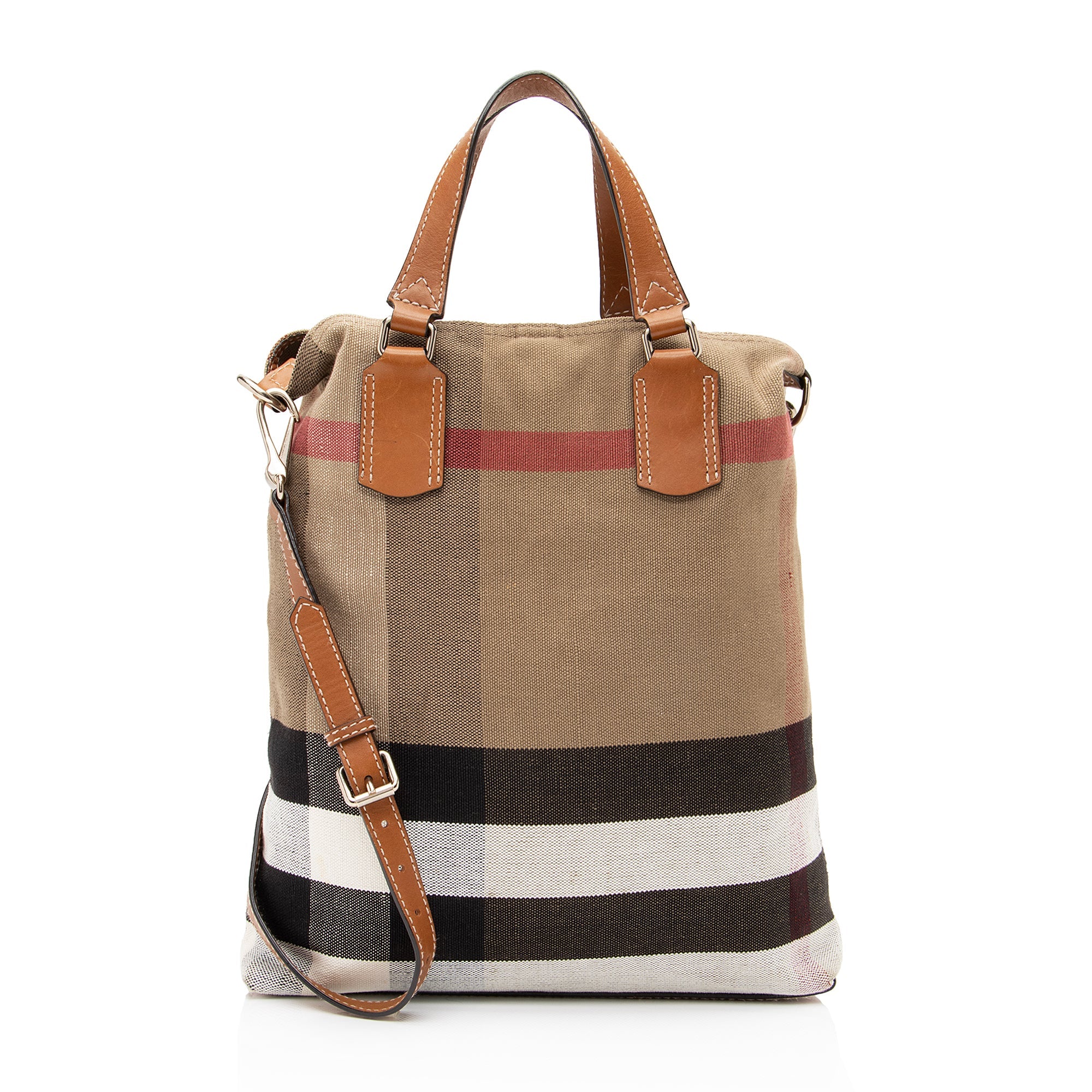 Burberry Canvas Check Tottenham Medium Tote (SHF-23250)
