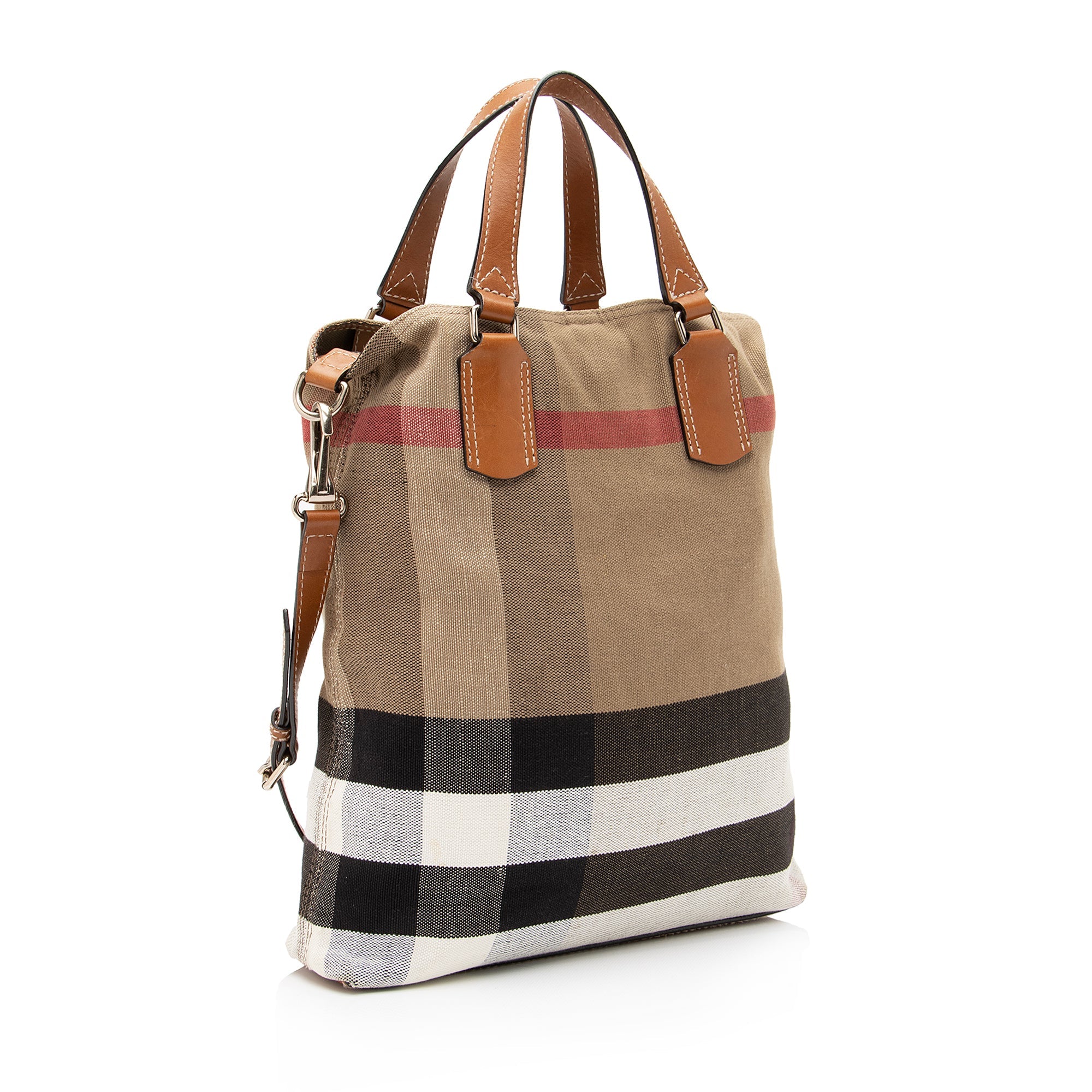 Burberry Canvas Check Tottenham Medium Tote (SHF-23250)
