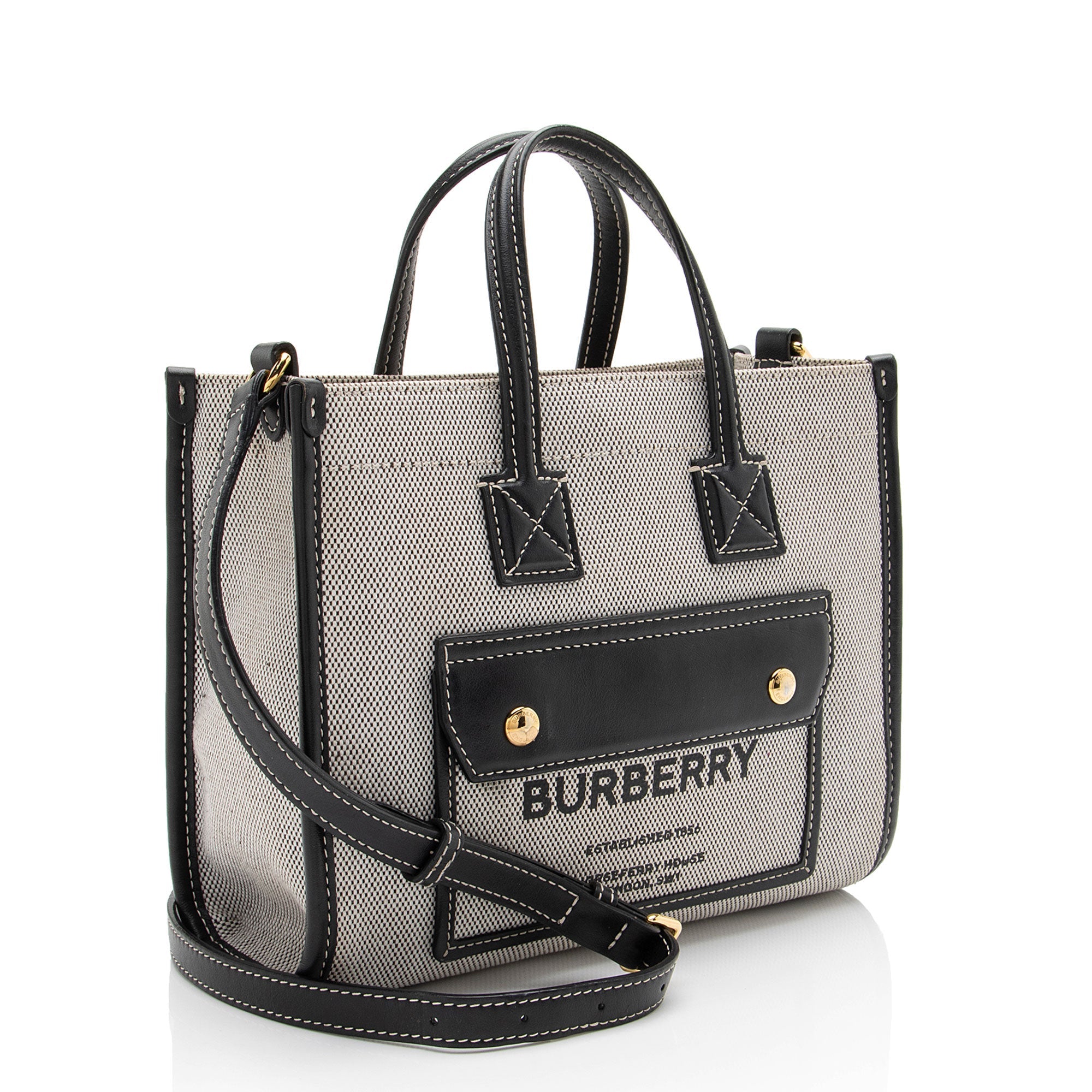 Burberry Canvas Freya Horseferry Mini Tote