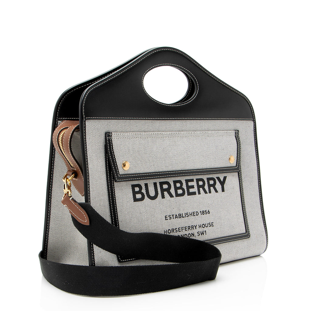 Burberry Canvas Horseferry Medium Pocket Tote