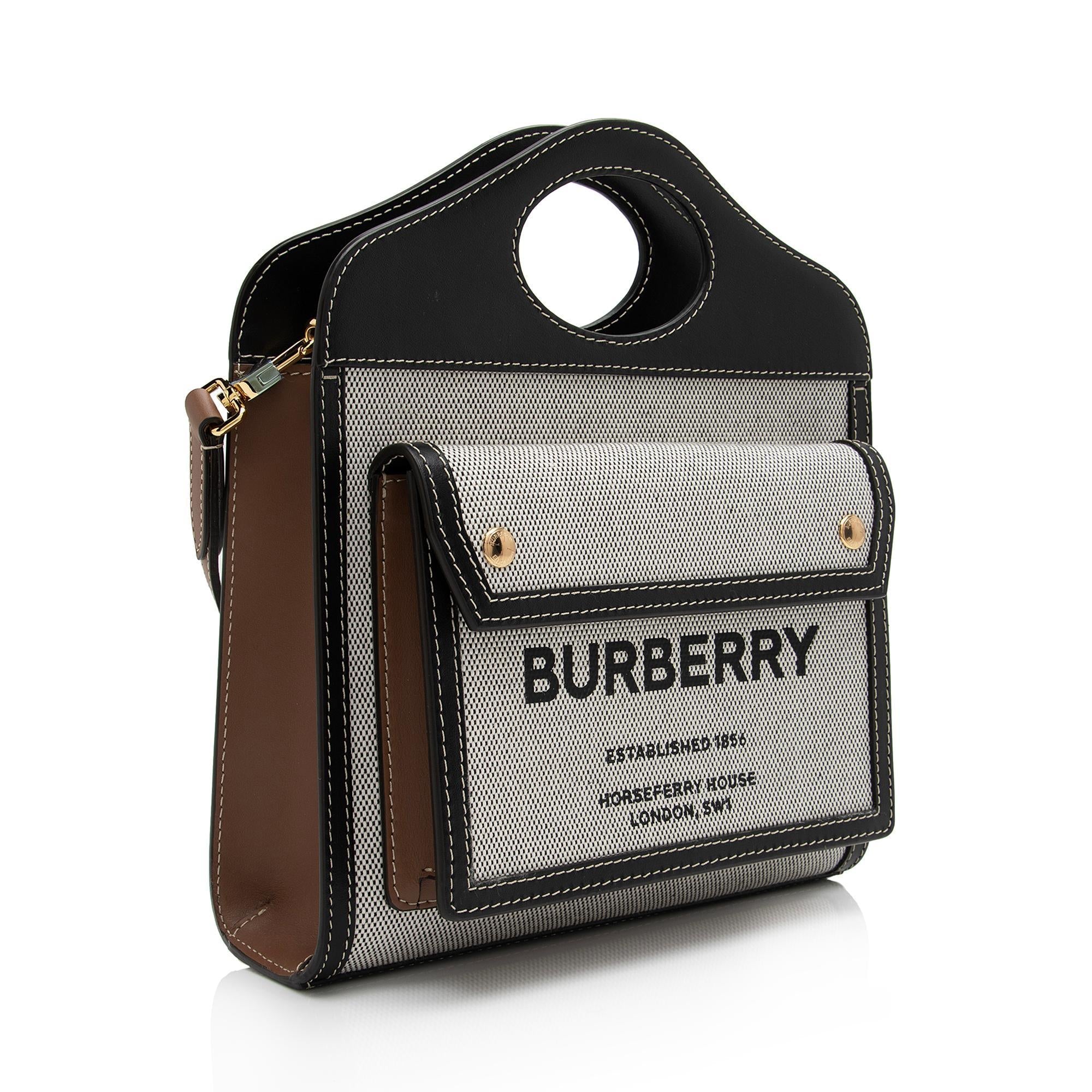 Burberry Canvas Horseferry Mini Pocket Tote (SHF-3ejnzd)