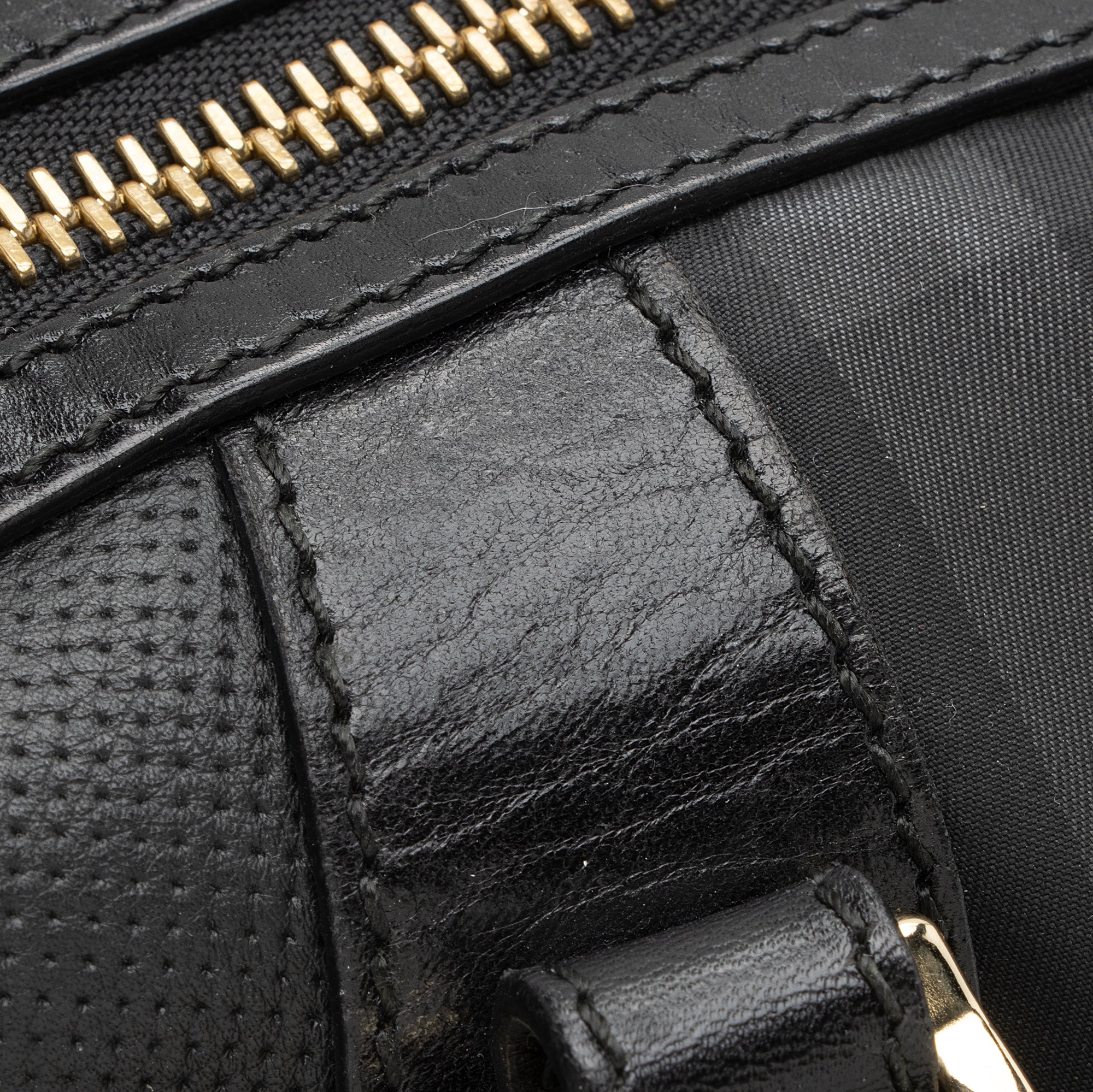 Burberry Charcoal Check Perforated Leather Ellers Large Satchel (SHF-23248)