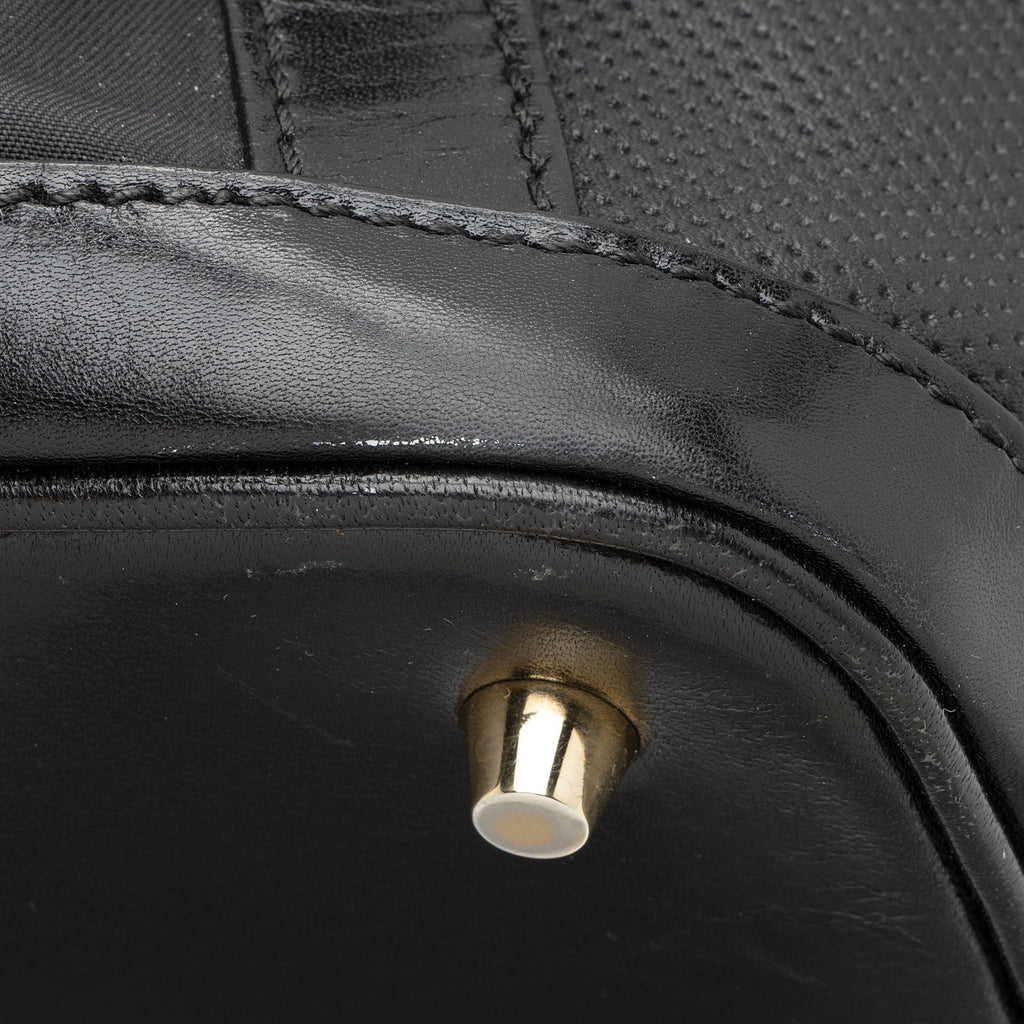 Burberry Charcoal Check Perforated Leather Ellers Large Satchel (SHF-23248)