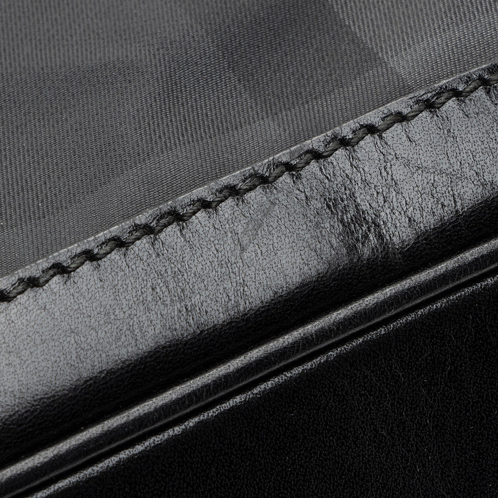 Burberry Charcoal Check Perforated Leather Ellers Large Satchel (SHF-23248)