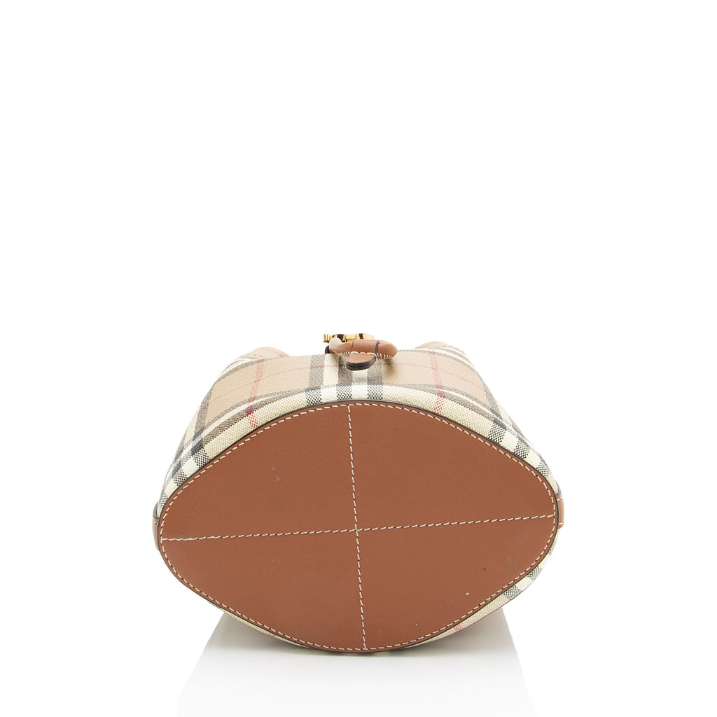 Burberry Check Canvas TB Drawstring Mini Bucket Bag