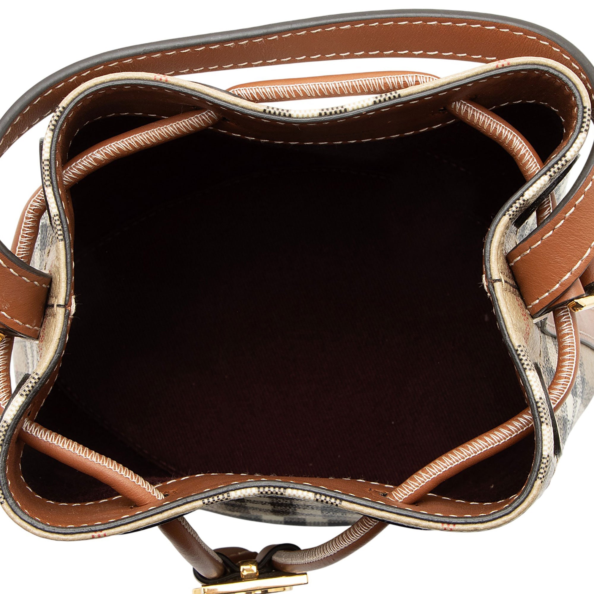 Burberry Check Canvas TB Drawstring Mini Bucket Bag