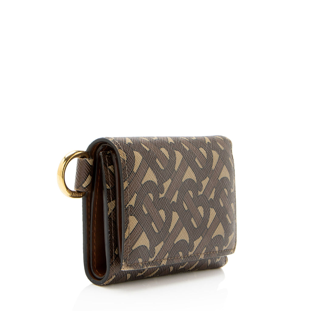 Burberry Coated Canvas T Monogram Trifold Wallet