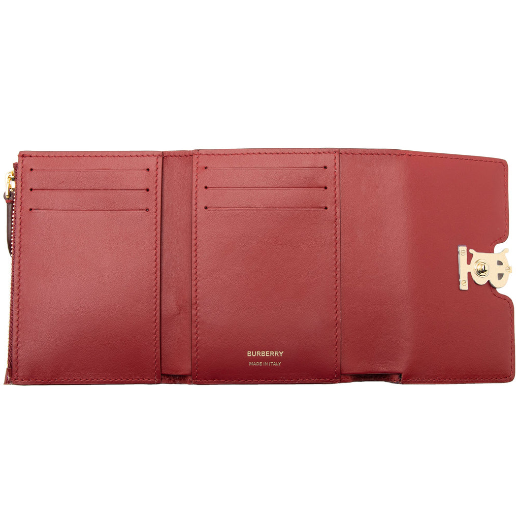 Burberry Croc Embossed Calfskin TB Tri-Fold Compact Wallet (SHF-22710)