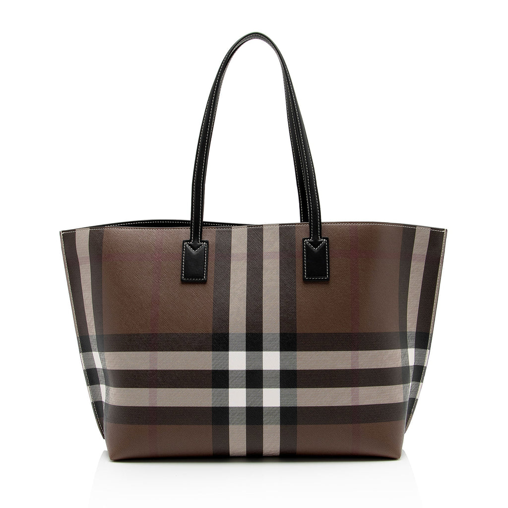 Burberry E-Canvas House Check Denny Medium Tote (SHF-s3ApZG)