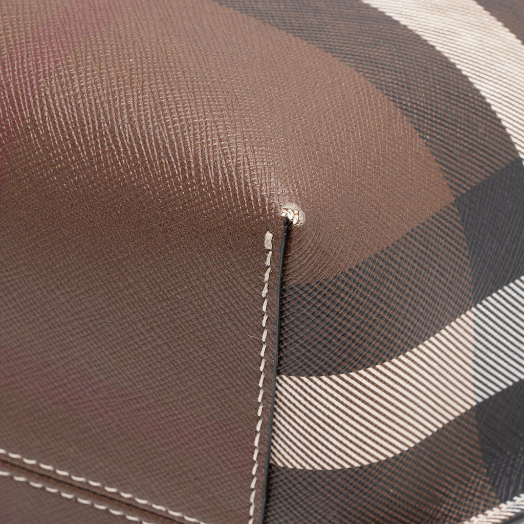 Burberry E-Canvas House Check Denny Medium Tote