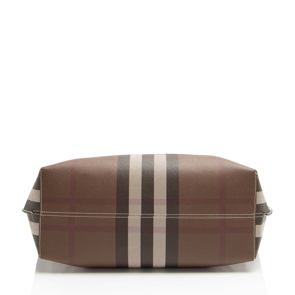 Burberry E-Canvas House Check Denny Medium Tote